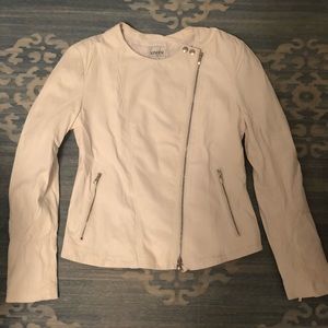 Armani white leather biker jacket